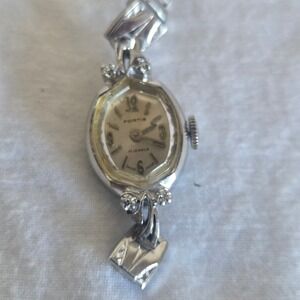 Fortis 17 Jewels Vintage Womens Cocktail Watch 10K RGP Bezel Swiss Made Silver